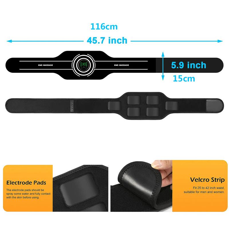 Smart Abdominal Toning Belt Abs Trainer Muscle Toner Body Waist Belly Massager Home Fitness Equipment USB Charge