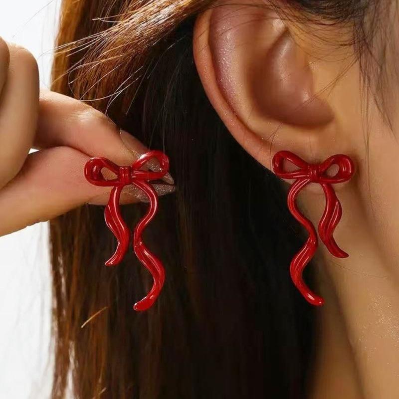 Delicate Bowknot Earpieces Elegant Ballet Style Bowknot Earrings Fashionable Ear Piercing Ear Studs Jewelry