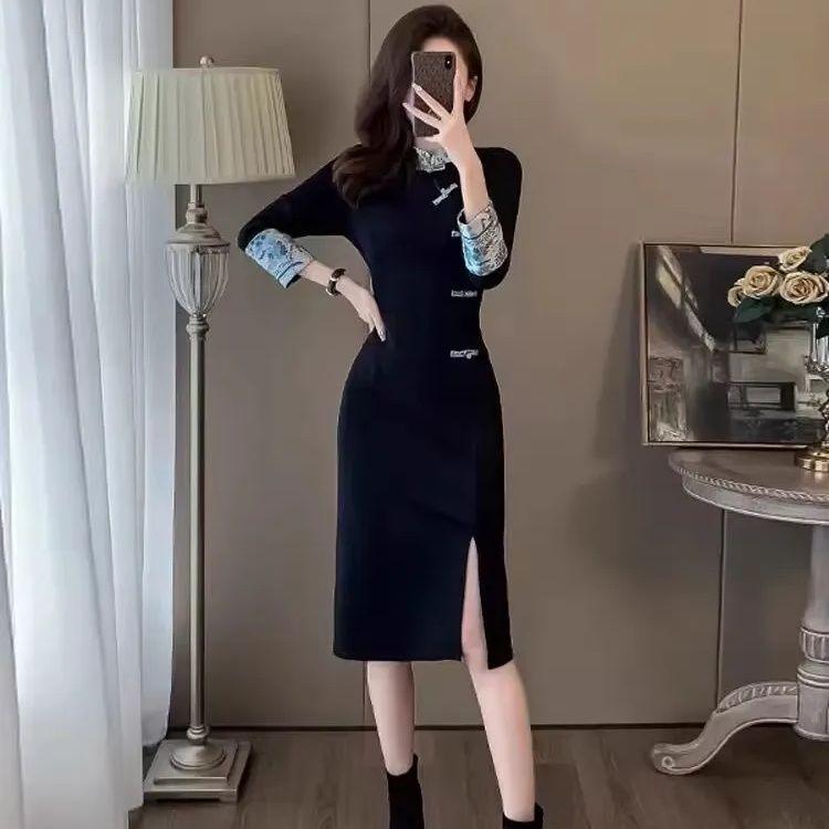 

Plus Size Women s Slimming Mid-length Dress - Spring to Winter M (suggested 80-95 jin)