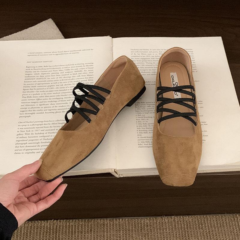 Fashion New Fashion Elastic Band Women Flats Slip On Shoes Soft Female Shallow Footwear Square Toe Ladies Mary Janes Flats Shoes