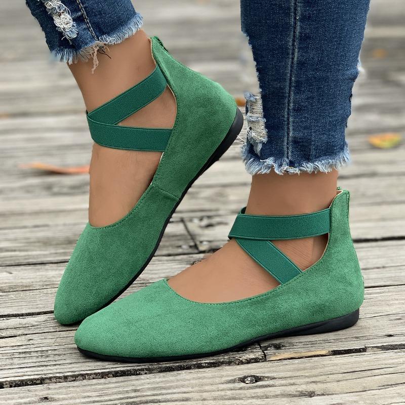 Women Ballet Shoes Shallow Elasticated Straps Round Toe Women Shoes Flat Heel Women Shoes