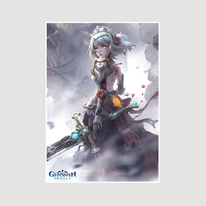 Genshin Impact Series Posters White Paper Anime Girl Poster Mural Home Decor Study Bedroom Bar Cafe Decoration Painting Wall Art Prints