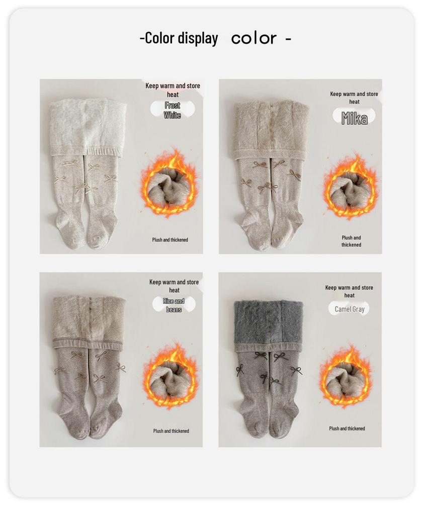 Girls' Fleece-Lined Footed Tights - Thick, Warm, Elastic & Anti-Pilling for Autumn/Winter