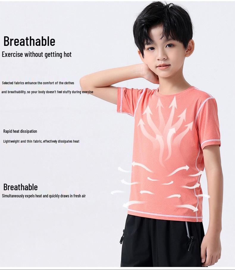 Boys' Quick-Dry Running Suit - Spring/Summer Sports Set for Training, Fitness, Basketball, Football, Tight Fit Print.