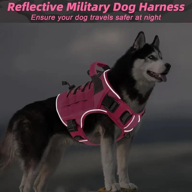 Taktisches Hundegeschirr für große Hunde Verstellbar Kein Ziehen mit Griff Reflektierende Militärweste für Labrador Sibirischer Husky.