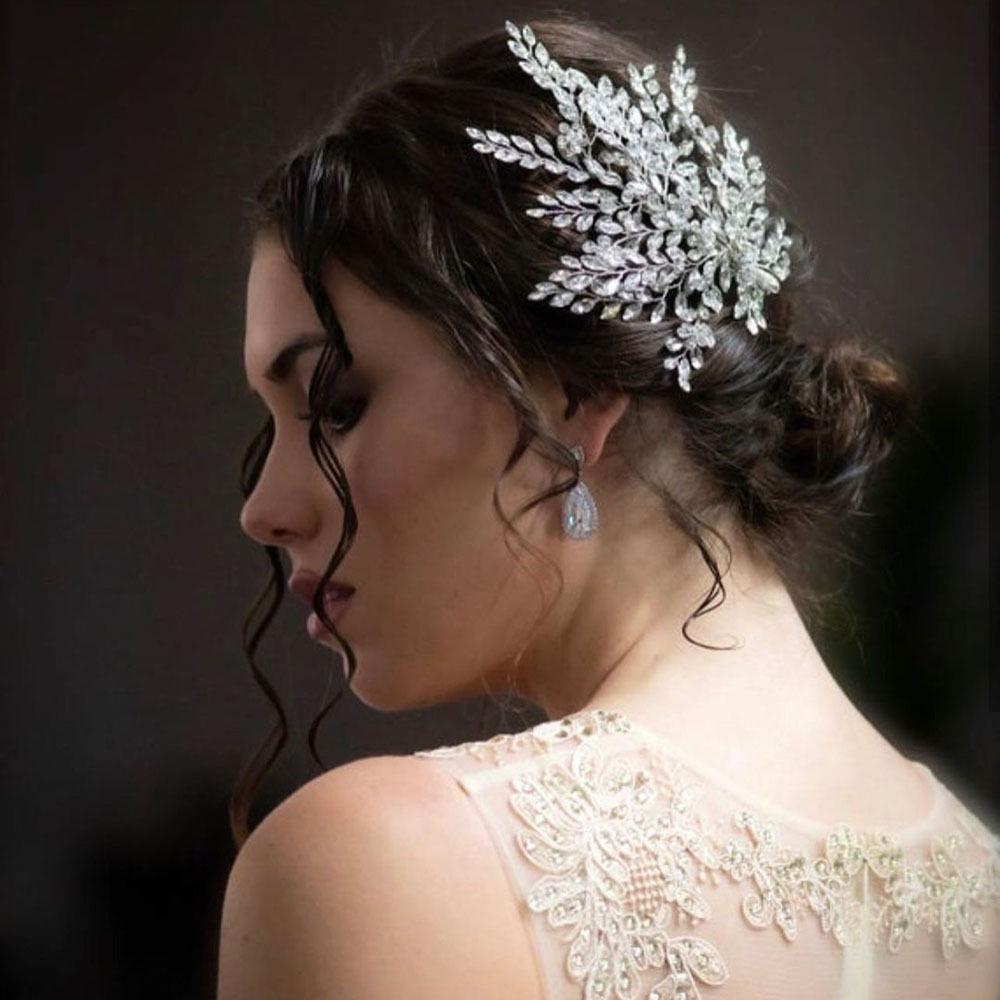 Rhinestone Bridal Handmade Headwear for European & American Weddings - Side Updo and Evening Dress Accessory A320