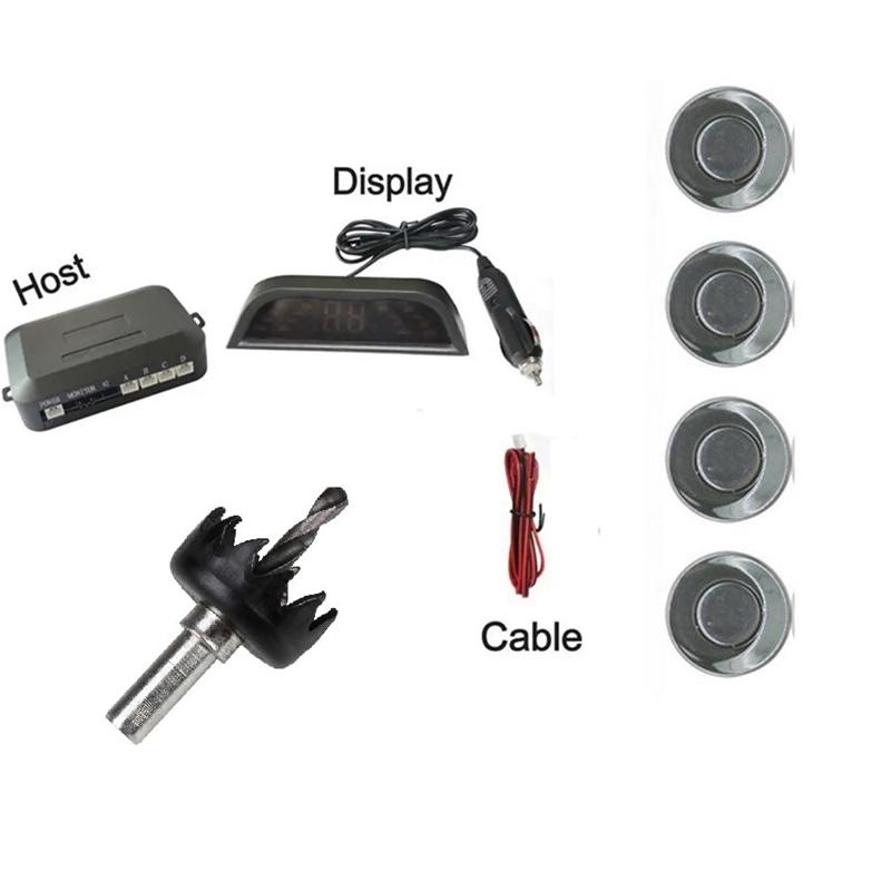 Car Led Parking Sensor Car Parktronic Display Reverse Backup Car Parking Radar Monitor Detector System With 22mm 4 Sensors