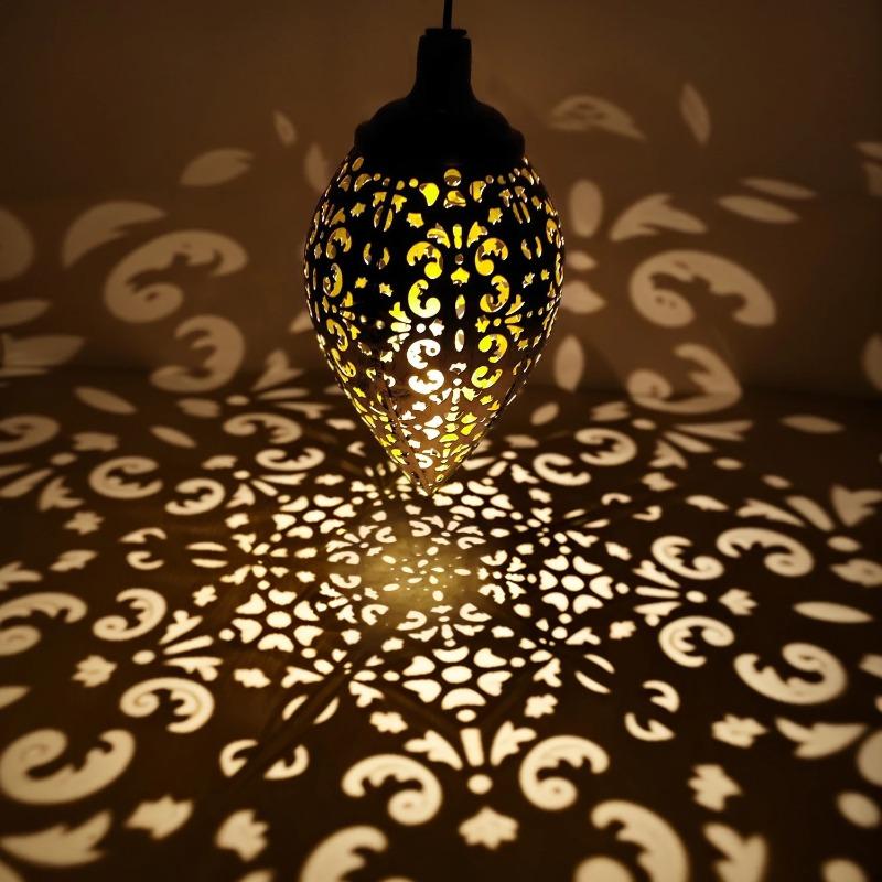 3PCS Solar Metal Olive Ball Water Drop Pendant Light Waterproof LED Outdoor Garden Landscape Lamp for Patio Yard Pathway Party Decor