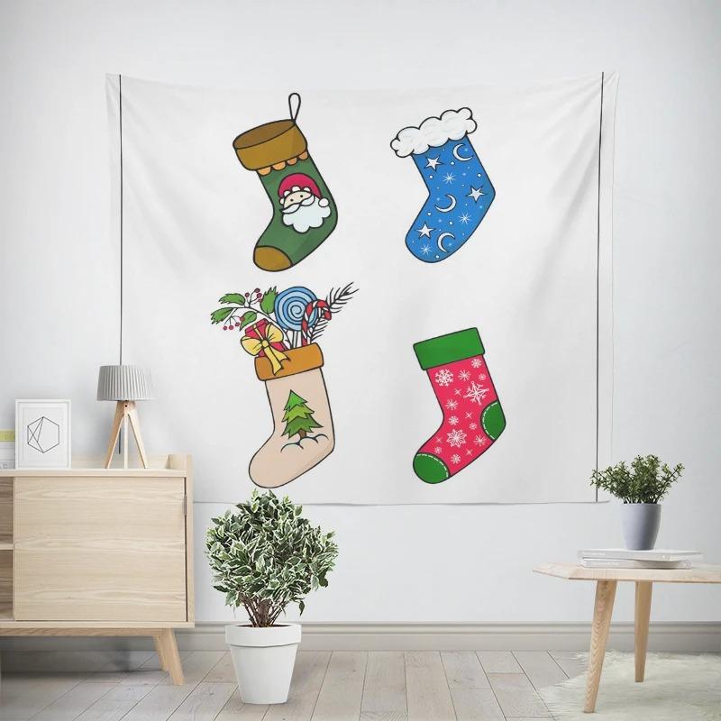 Christmas New Year Socks Pattern Living Room Bedroom Decorative Tapestry