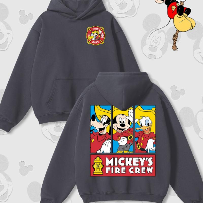 Disney Cartoon Print Autumn and Winter Hooded Sweater Crew Neck Long-sleeved Hoodie Loose Casual Style Suitable for Men Women
