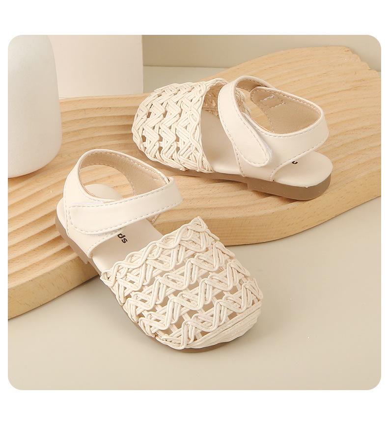 Korean Style Woven Baby Sandals - Breathable, Non-slip Soft Sole Shoes for 1-3 Year Old Girls