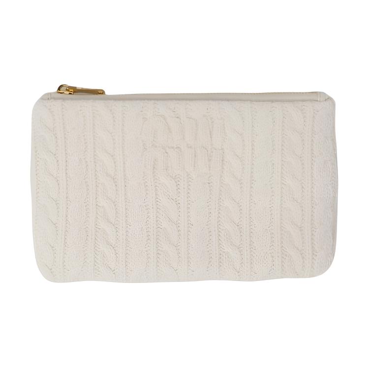 

Miu Miu Knit Pattern Logo Fabric Wallet Women Wallets White 5RT005-2F8S-F0009 Basic Set (Bag+Dust Bag)