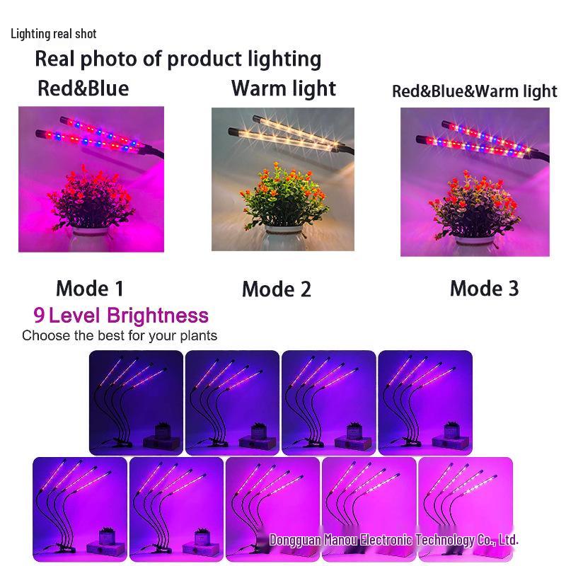 Dimmable Full Spectrum LED Grow Light with Timer and Clip for Succulents and Sunlight Imitation