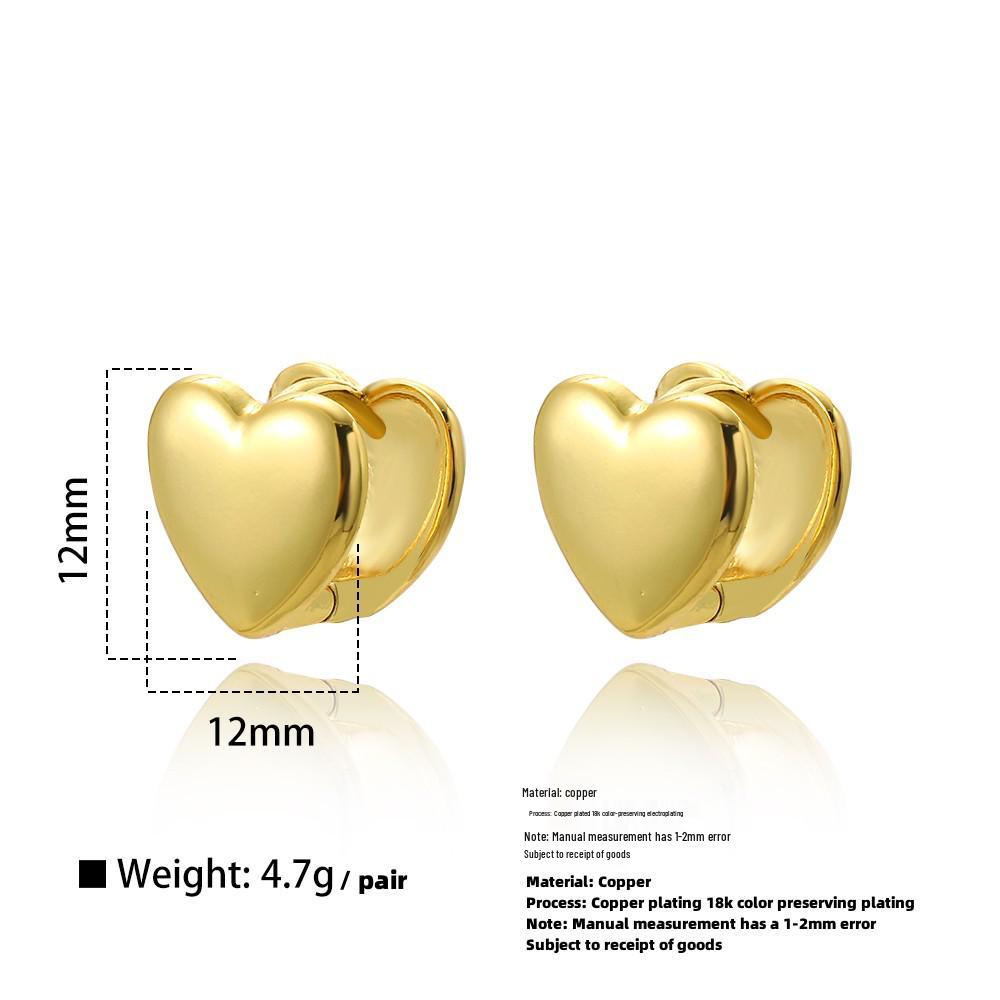 Stylish Double-Sided Heart Earrings Ear Cuffs - Non-Fading Copper Jewelry for Women