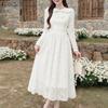 ZANZEA Women Round Neck Long Sleeve Elegant Lace Dress
