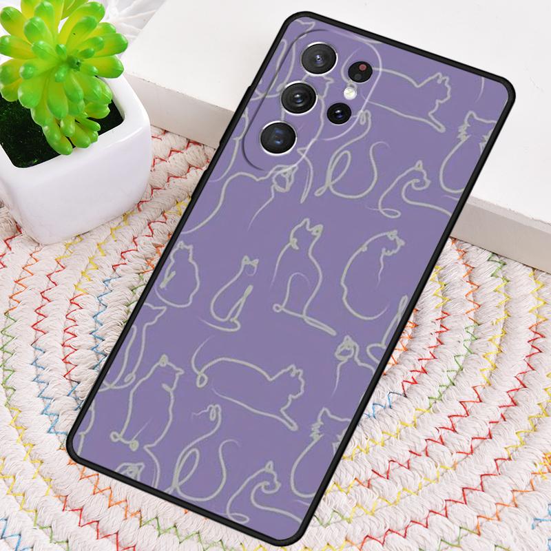 Minimalist Cats Silicone Phone Case For Samsung Galaxy Note 10 Pro S26 S25 S24 S23 S22 S21 Plus S25Ultra Capa Cover