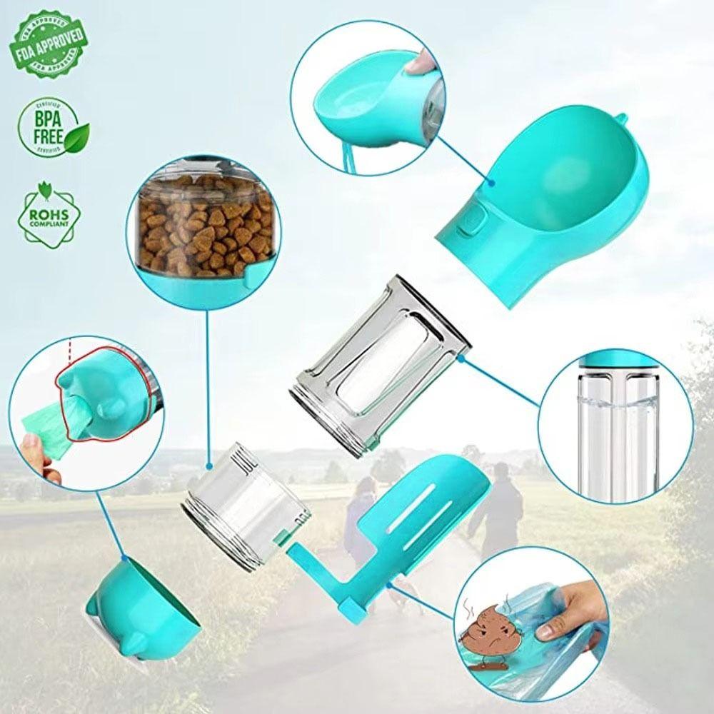 3 in 1 Pet Water Food Dispenser 300/500ml Dog Food Feeder Creative Pet Dog Water Bottle  Cat