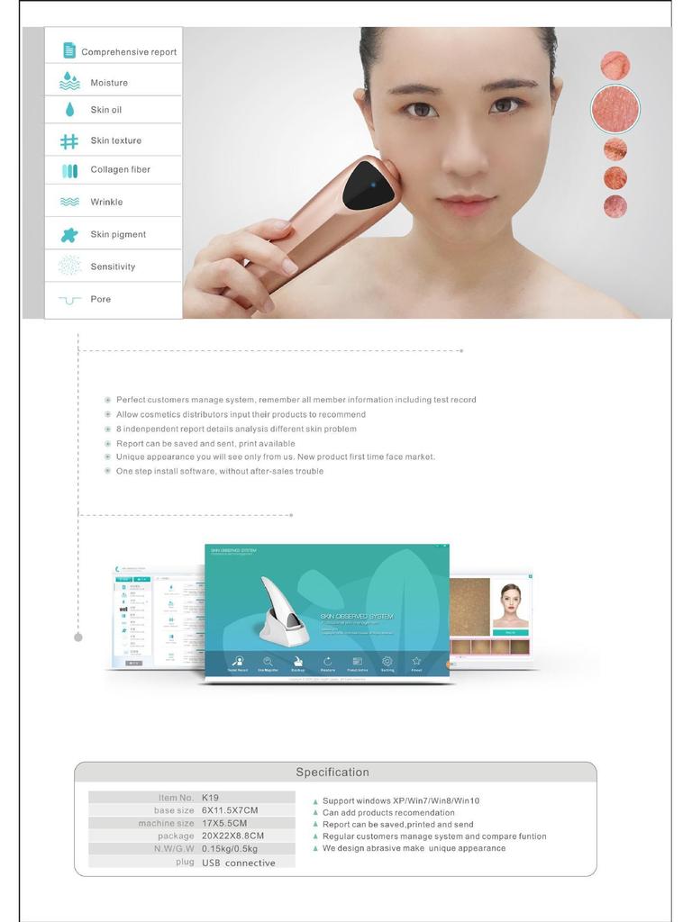 Smart Skin Analyzer: Facial Oil, Moisture, and Pigment Test Instrument