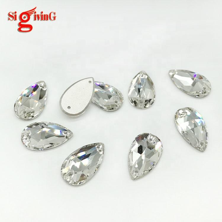 Top Quality AB K9 Crystals Flatback Teardrop Rhinestones Sew on Strass Sewing Glass Rhinestones for Dance Dress