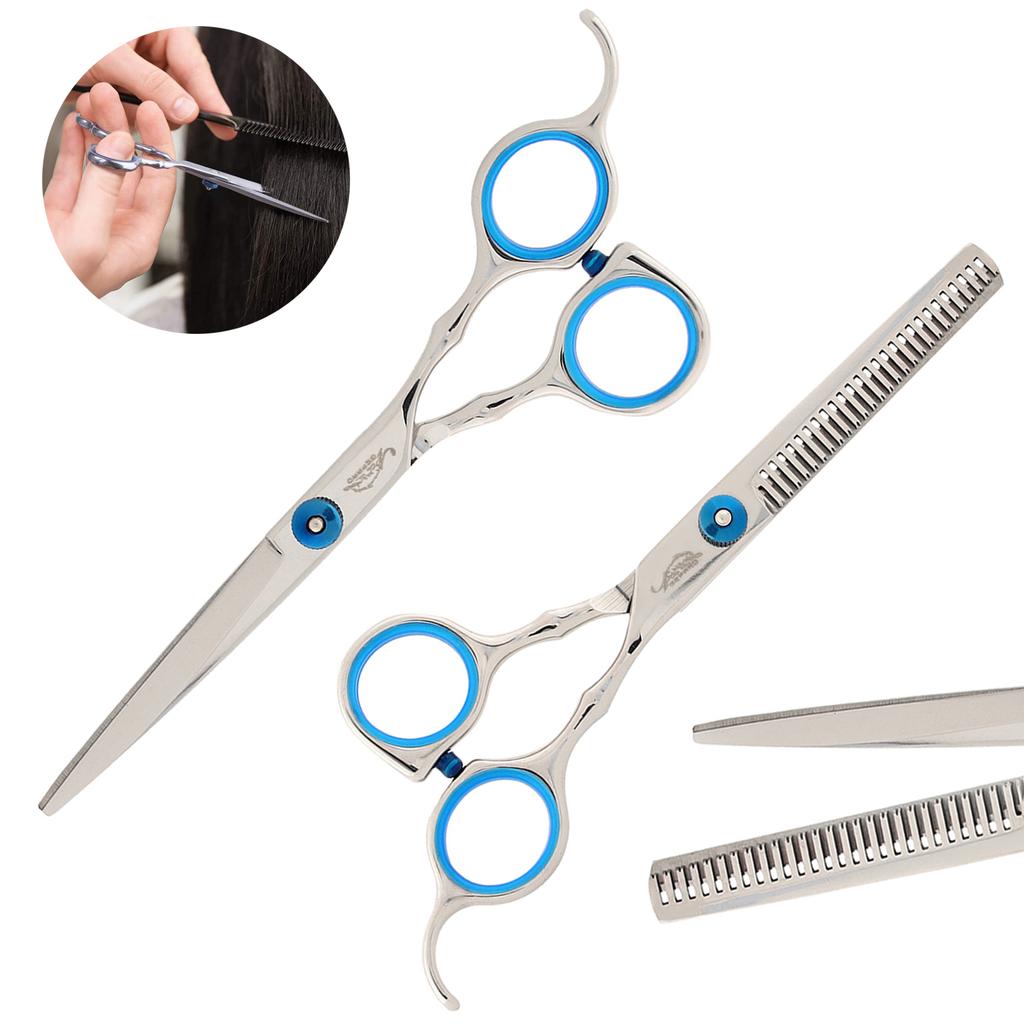Cheetah Hairdressing Set of Thinning Scissors and Right-Handed Hair Cutting Scissors for Salon