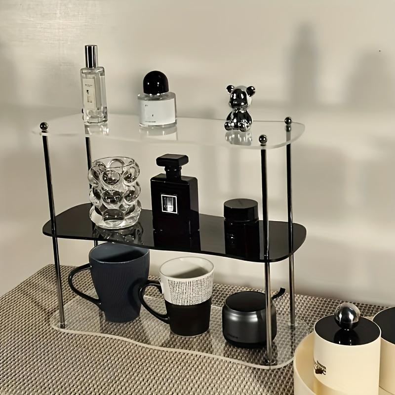 LDQ Removable Acrylic Desktop Shelf Organizer - Stylish Double-Layer Design for Organization, Makeup, and Beauty Supplies