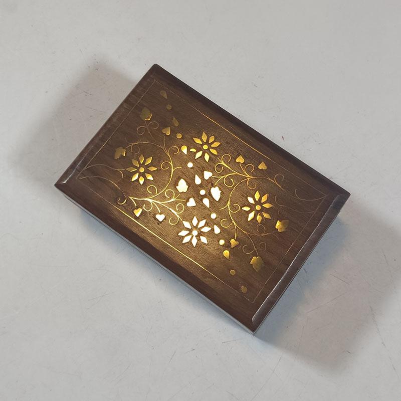 Handcrafted Copper Inlaid Solid Wood Box Jewelry Organizer Indian Rosewood for Watches Stamps Gold Bars