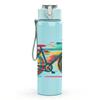 1PC Graffiti Rainbow Bicycle Art 750ml Color Plastic Sports Water Bottle Leakproof Flip Straw Lid Suitable for Sports Office Home Use