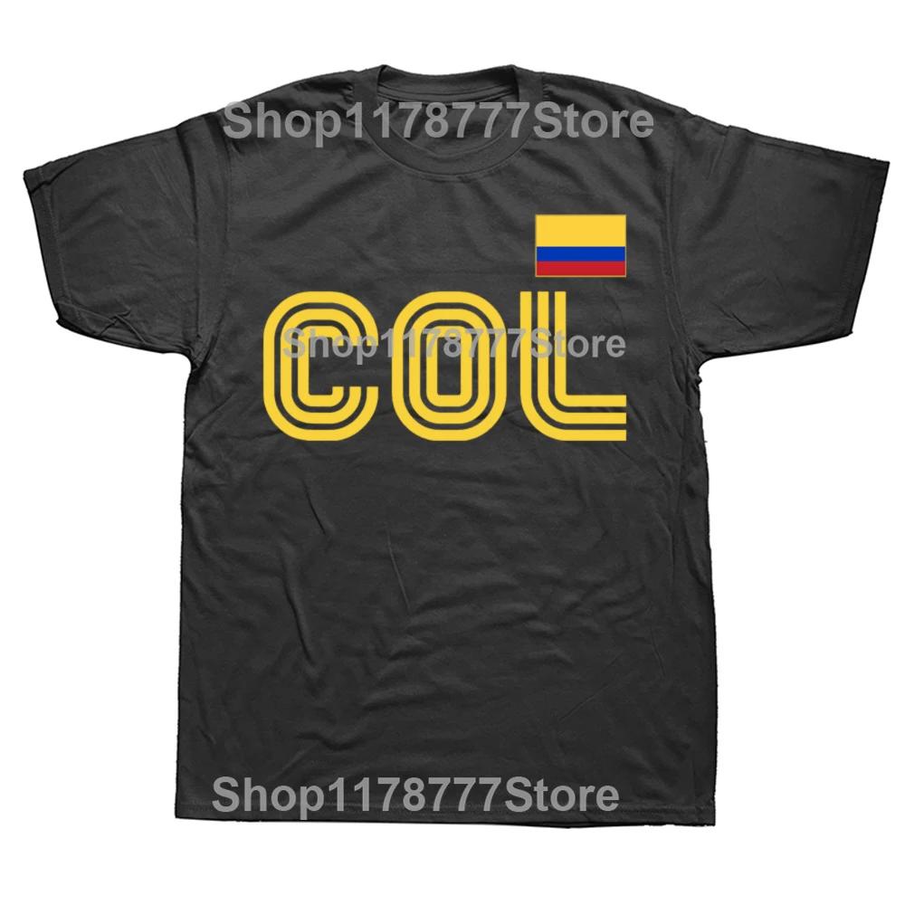 Funny Vintage Colombia Flag Retro International Country Colombian T-shirt Men Women Hip Hop Oversized 100% Cotton T-shirts