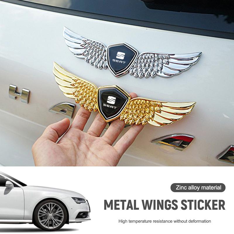IKTY4 3D Metallflügel Stying Auto Kofferraum Kotflügel Emblem Aufkleber Für Seat FR Leon Ibiza Altea Exe Mk2 Mk3 Alhambra Dekoration Zubehör