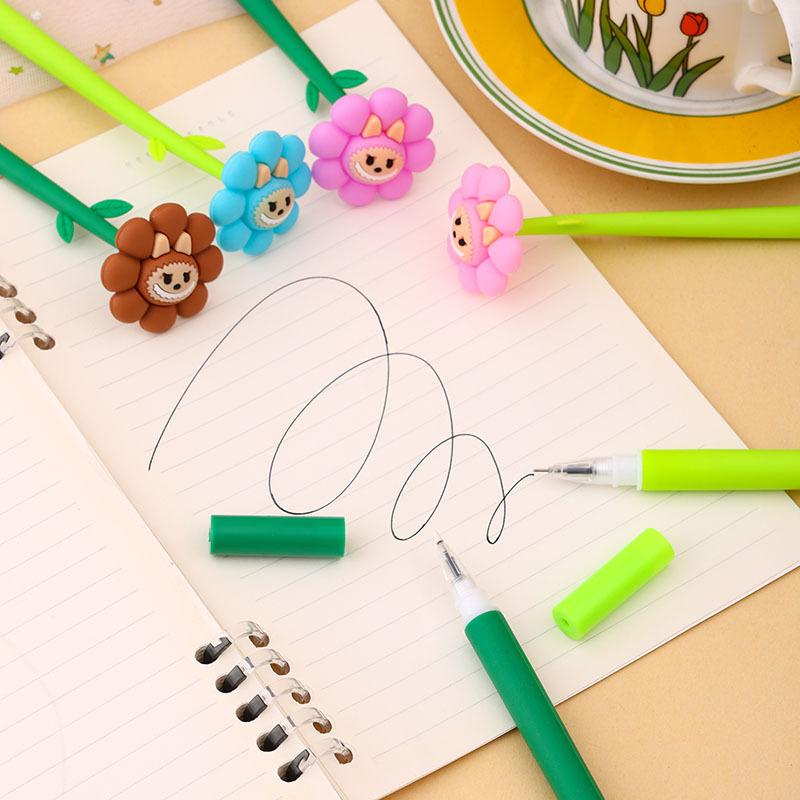 48 pièces Forme Tournesol Secousses Stylo Neutre Poignée Confortable Papeterie Fournitures Scolaires de Bureau Prix Étudiant Cadeau Outils d'Écriture Cadeau de Vacances Nouveauté Sta