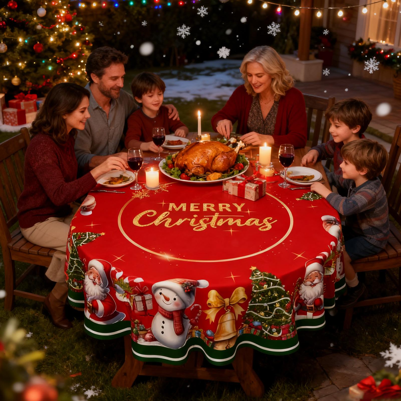 

Round Tablecloth Vintage Cover Protector Christmas Round Tablecloth For Fall Thanksgiving Winter Holiday Kitchen Patio Dining 150cm