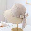 Women's Elegant Bowknot Sunshade Fisherman Hat Breathable Wide Brim Sunhat for Spring Summer Seaside Vacation