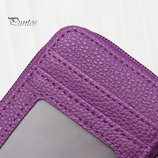 Coin Purse with 14 Card Slots Large Capacity Card Holder ID Window Anti-theft Zipper Closure Faux Leather Firm Stitching Portable Wallet