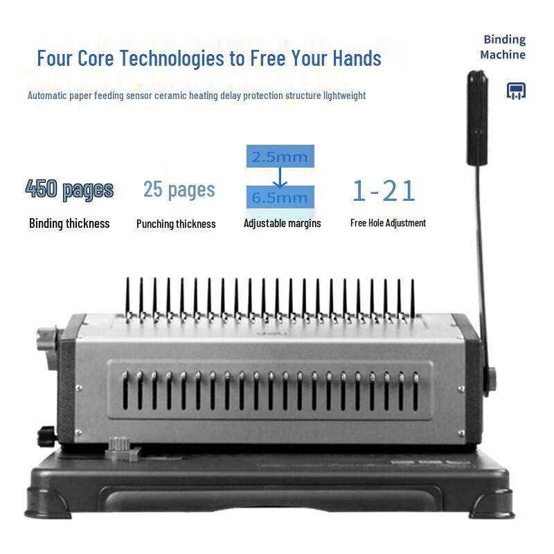 Deli 3874 21-Hole Manual Binding Machine CN plug (adapter included)
