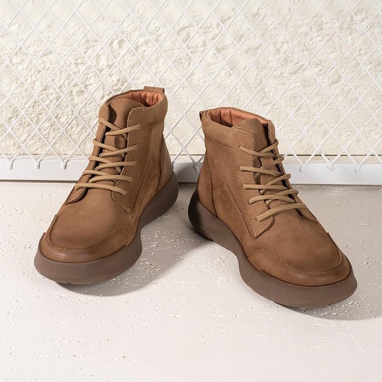 Pánské podzimní a zimní kožené sametové teplé Martensky z prvotřídní hovězí kůže retro všestranná módní outdoorová středně vysoká pánská obuv