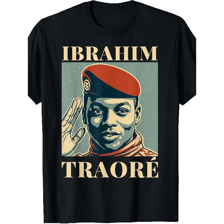 Men'S & Unisex Captain Africa Ibrahim Traore T-Shirt - Iconic Signature Print, Casual Round Neck Tee, S To 3XL Sizes Suitable For Home, Outdoor,