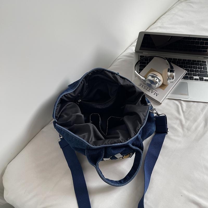 Embroidered Denim Bag Women's Large Capacity Shoulder Crossbody Bag