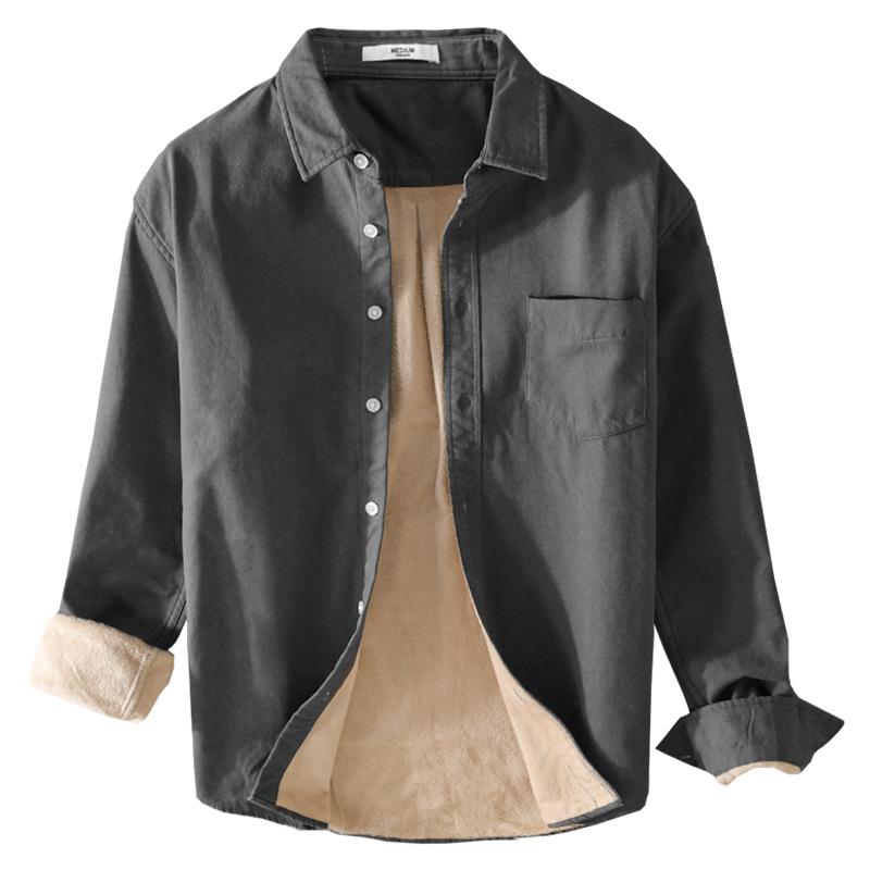 Nuova Camicia Spessa e in Pile da Uomo Casual e Semplice con Puro Cotone Calda Calda Camicia da Giovane
