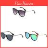 Vintage Chic Black Frame Sunglasses Brown Tea Lenses Fashionable Eyewear