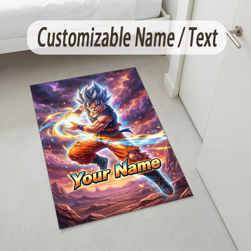 Personalized Crystal Velvet Carpet,Dragon Ball Custom Printed Name, Plush Area Rug For Home Indoor Decor