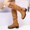NEU Stiefel Damen Kniehohe Stiefel Dicker Absatz Plateau Stiefeletten Lang Herbst Winter War Dünn Jane Hoch Schlicht Botas Mujer