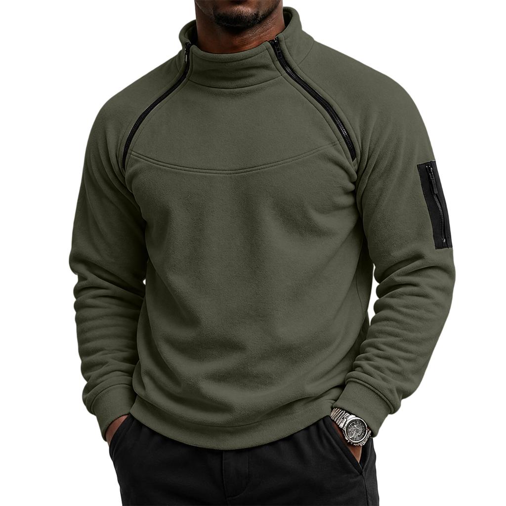 Men's Jacket Half Zip Pullover with Stand Collar for Outdoor Winter Warm