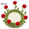 Decorative Tea Cup Pad Blooming Crochet Coaster, Handmade 3D Flower Mat for Coffee Mug Rug Tea, Cotton Yarn Drink Floral Table Decor Desk Protector