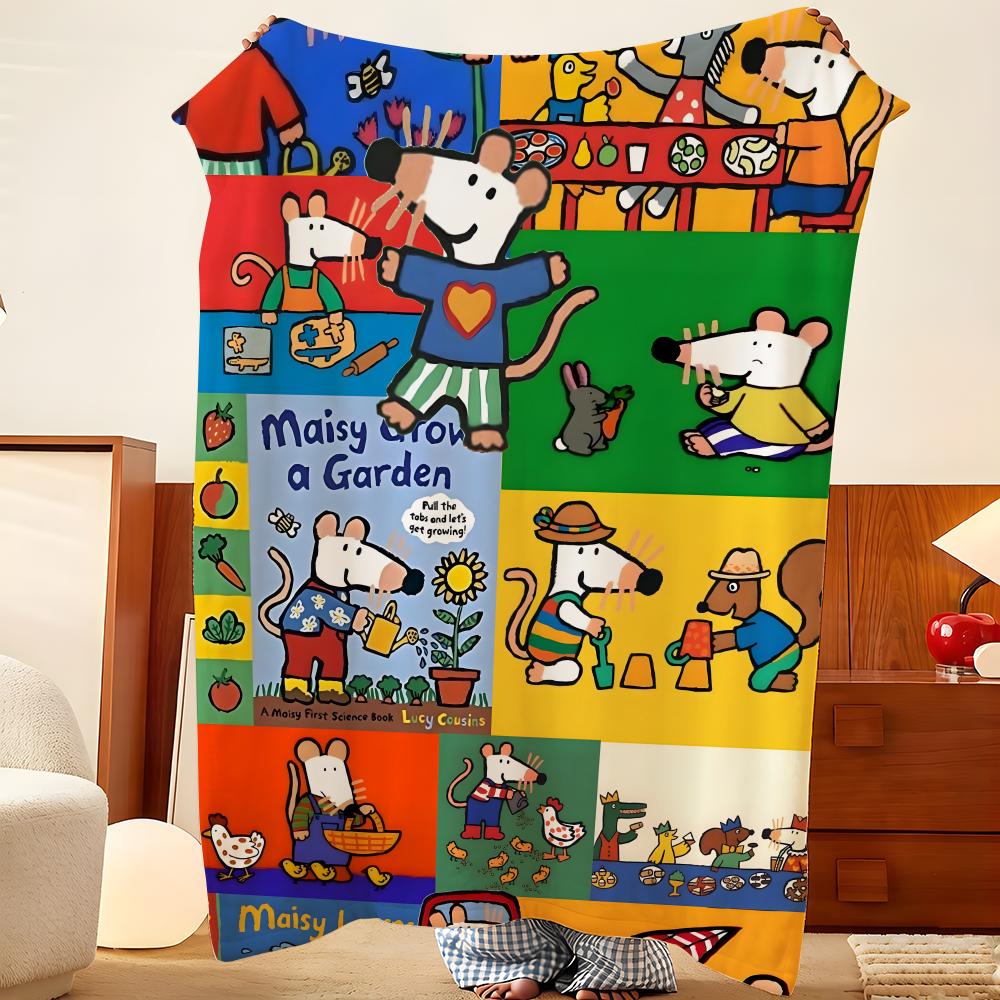 Cartoon M-Maisy M-Mouse Throw Flannel Throw Blanket, Lightweight Cozy, Durable Washable Cute Cool