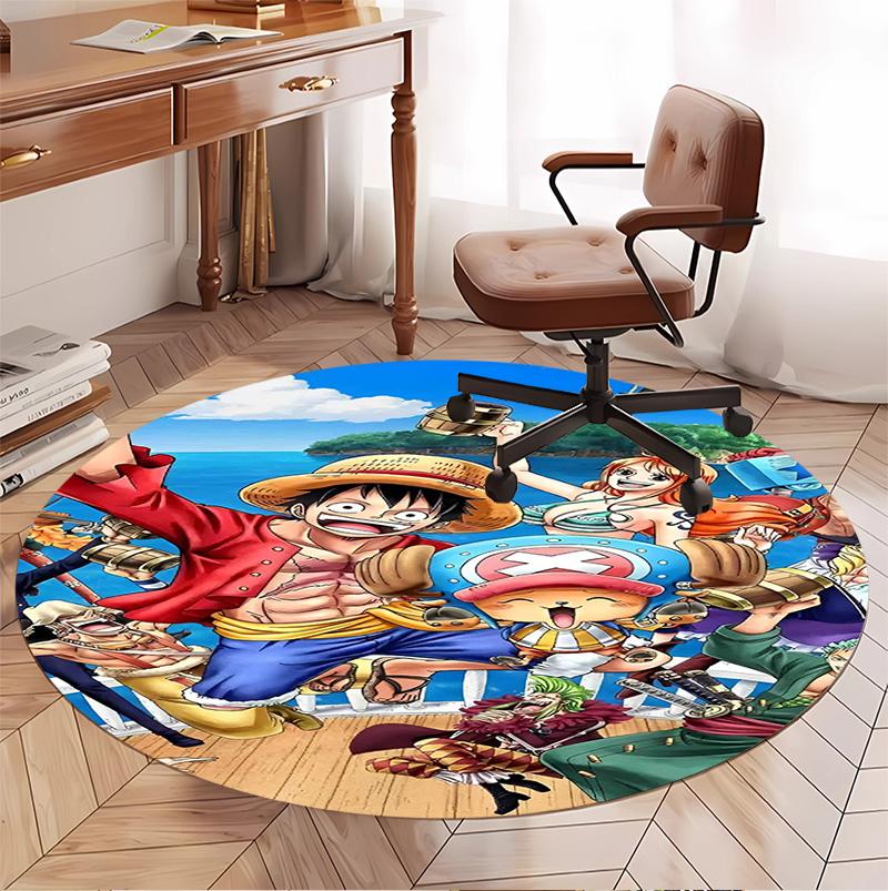 One Piece Pattern Round Rug, Indoor/Outdoor Mat, for Picnic, Gameroom, Bedroom, Office, Living Room, Home Decor Carpet, Birthday Gift
