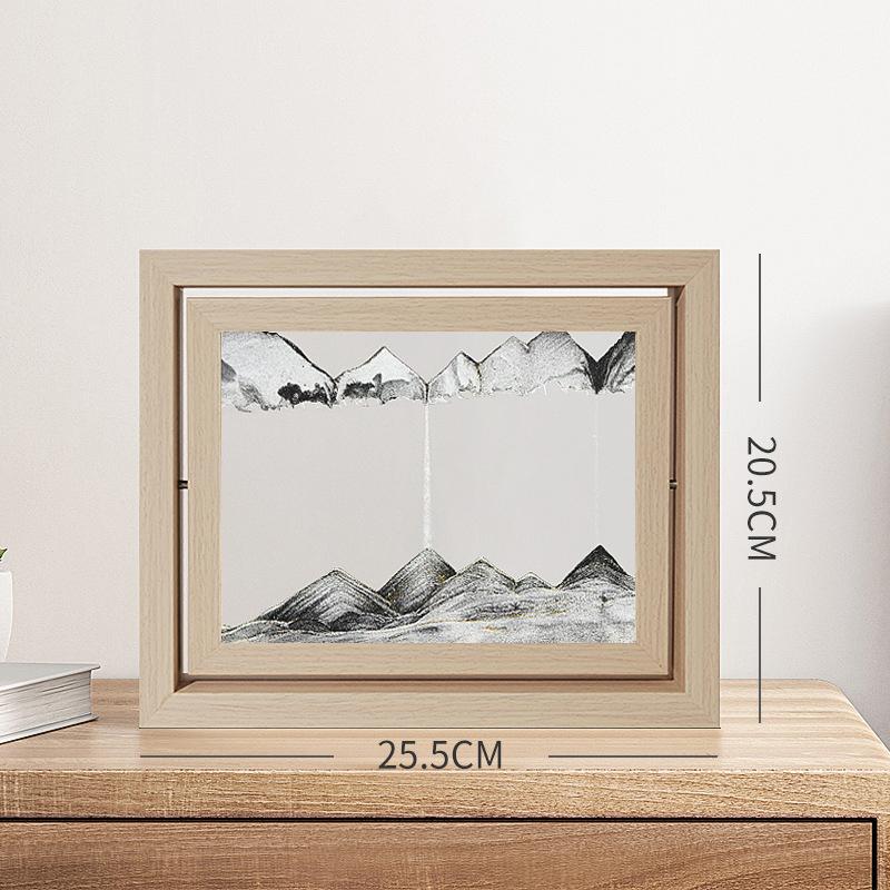 3D Sandscape Moving Sand Art Picture Quicksand Liquid Hourglass Glass Wooden Frame Flowing Sand Painting Office Home Decor Gifts