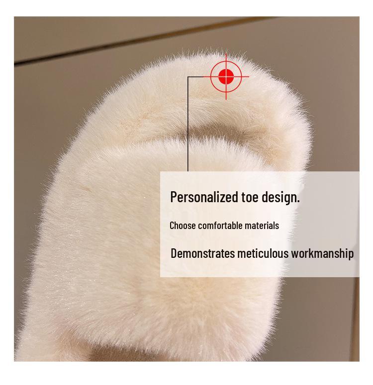 New 2024 Korean Style Plus Size Women's Thick Sole Fur Flip Flops for Outdoor Fashion.