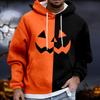 Men's Halloween Hoodie Funny Pumpkin Face Hoodie Scary Long Sleeve Top