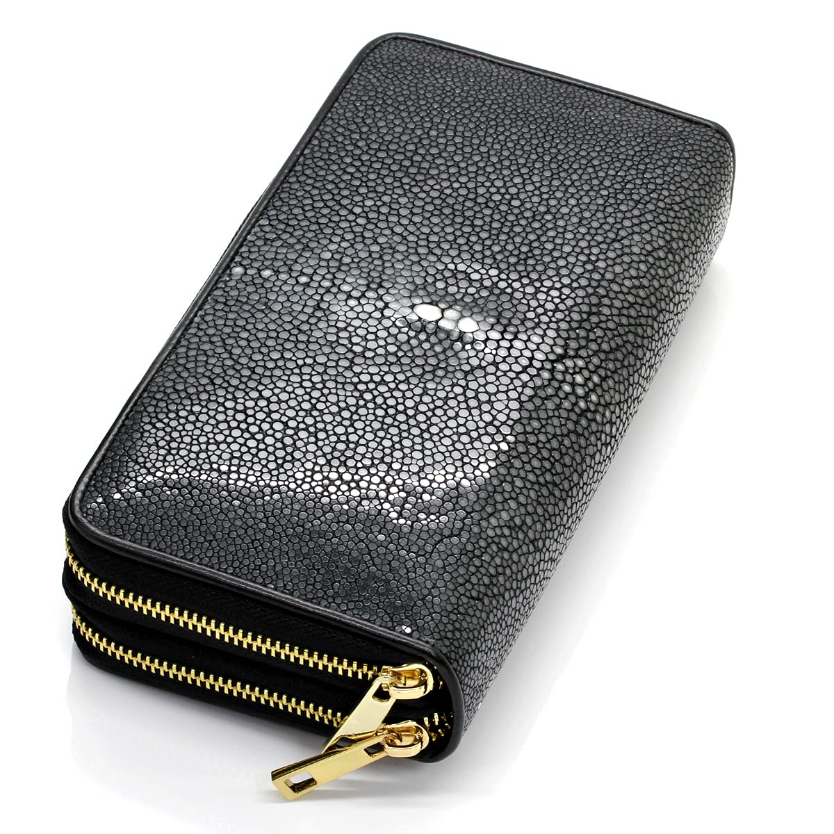 

Гаманець зі шкіри Stingray довгий великий на 40 карт подвійний круглий з натуральної шкіри Garusha [Levetta], місткість, прорізи, блискавка, золото, Stingray, чорний, чоловічий чорний