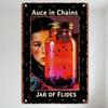 Auce In Chains Halloween Metal Tin Sign Vintage Spooky Poster JAR OF FLIDES Horror Wall Decor for Home Bar Man Cave Club Cafe Re